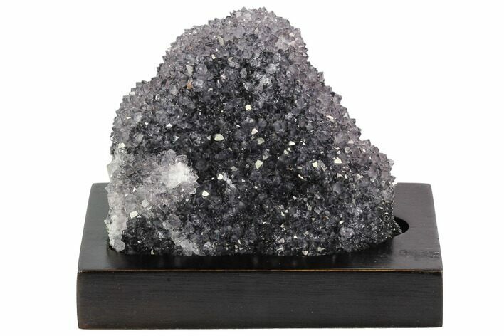 Wide, Purple Amethyst Crystal Cluster On Wood Base - Uruguay #101450